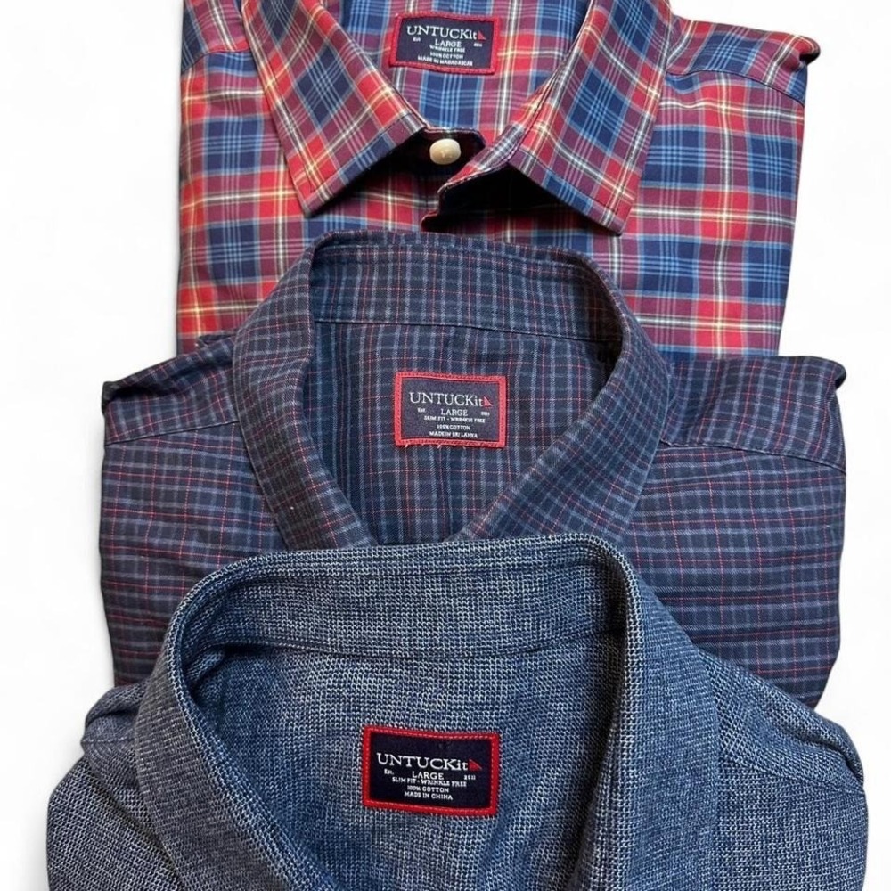Untuckit men's large preppy business casual long sleeve button shirt lot of 3